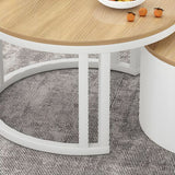 Round wooden coffee table set for living room