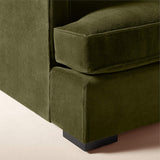Modern 3 seater velvet sofa handcrafted from teak wood