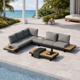 modern outdoor sectional sofa set grey cushions