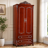 Luxury teak wood 2 door wardrobe with drawers by Sky Rise Decor
