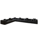 Black contemporary sectional sofa with soft cushions