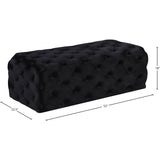 Premium black velvet upholstered teak wood ottoman furniture