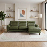 Luxury Teak Wood Leather Sofa for Living Room