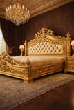 Heavy carved gold wooden bedroom set