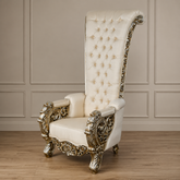 Royal luxury teak wood throne chair with high back