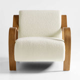 Handcrafted teak wood upholstered lounge chair