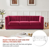 Premium burgundy velvet couch by Sky Rise Decor