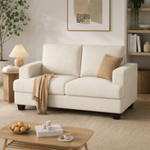 Modern teak wood 2 seater fabric sofa