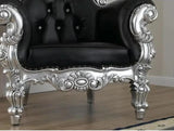 Luxury high back throne chair in black leatherette upholstery