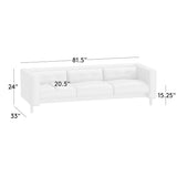 Modern 3 seater genuine leather teak wood sofa