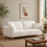 Premium white teak wood sofa for modern living room