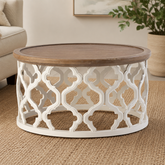 Round teak wood designer coffee table