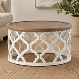 Round teak wood designer coffee table