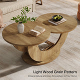 Luxury round teak wood coffee table by Sky Rise Decor