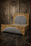 Handcrafted luxury carved bed frame in gold finish