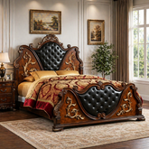 Luxury Victorian carved wooden bed
