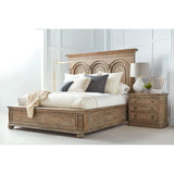 Rustic brown wooden bed frame with panel design