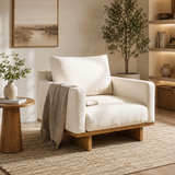 Luxury teak wood accent lounge chair