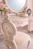 Elegant Classic Dressing Table with Heart-Shaped Mirror & Upholstered Chair