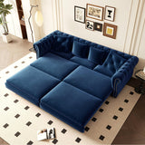Handcrafted teak wood Chesterfield sofa with matching ottoman