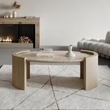 Stylish oval wooden coffee table for modern homes