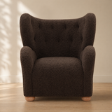 Dark brown teddy accent armchair with teak wood legs