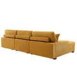 Luxury mustard corner sofa with solid teak wood base