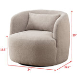 Beige barrel lounge chair set with 360 swivel base
