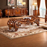 Hand-carved solid teak wood luxury bench
