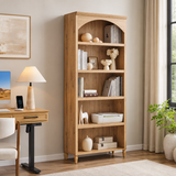 Solid teak wood bookshelf with arch top design