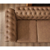 Premium brown upholstered Chesterfield couch for living room