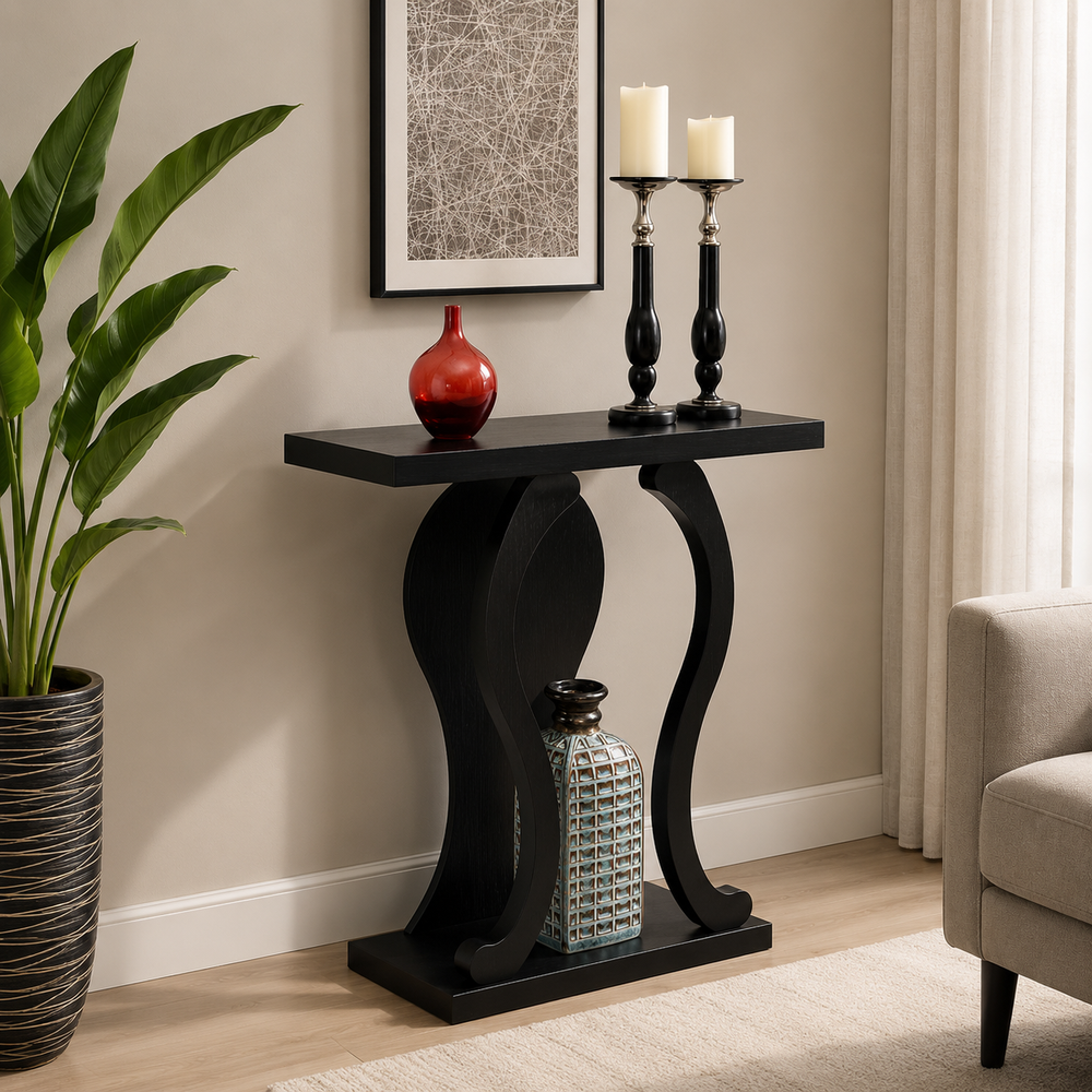Modern teak wood console table contemporary hallway furniture