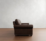Classic 3 seater teak wood sofa with rolled arms