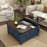 Sky Rise lift top coffee table with hidden storage and charging station