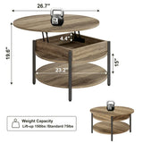 Modern round coffee table with lift top and storage compartment