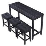 Contemporary teak wood console desk with nesting stools
