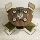 Luxury wooden dining table with upholstered chairs