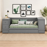 Solid teak wood storage daybed with trundle