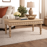 Solid teak wood handcrafted coffee table for living room