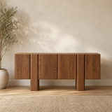 Solid teak wood modern sideboard cabinet with minimalist design