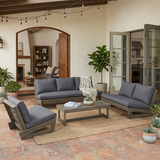 Premium solid teak wood outdoor patio sofa set with coffee table