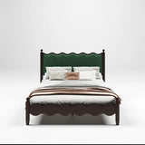 Dark wood king-size bed frame modern bedroom