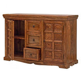 Rustic Sheesham wood storage cabinet with drawers and doors