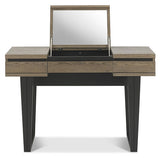 compact makeup table with hidden mirror storage