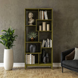 Contemporary teak wood display cabinet for living room storage