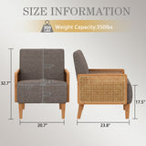 Mid-century teak wood accent chair with fabric upholstery