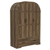 Luxury teak wood bedroom wardrobe with three doors and drawers