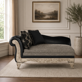 Luxury teak wood chaise lounge black and grey