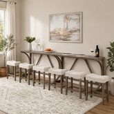 Luxury teak wood console dining table set by Sky Rise Decor