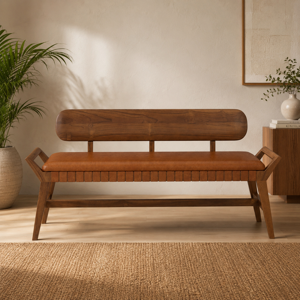 Teak wood designer bench for living room